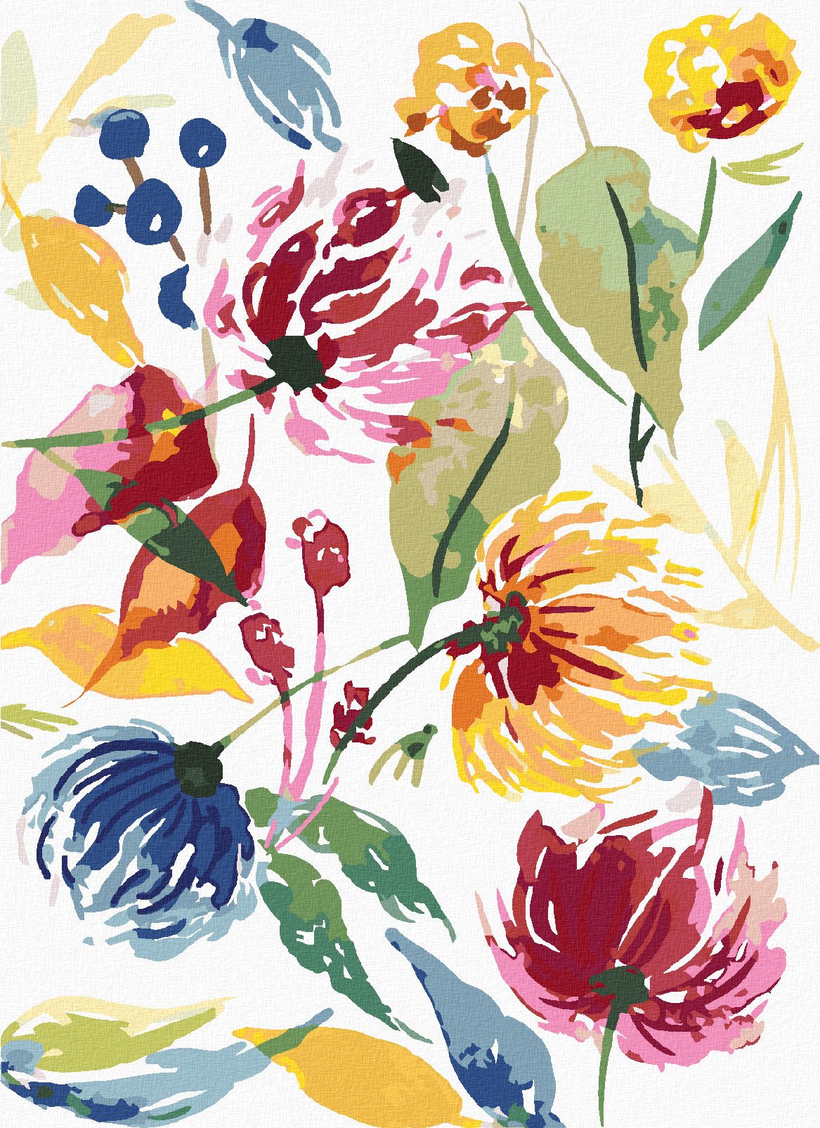zuty Malování podle čísel - ABSTRAKT DIVOKÉ KVĚTINY (ALEXANDRIA GILBERT) - Rozměr: 40x50 cm, Rámování: Varianta: vypnuté plátno na rám - obrázek 1
