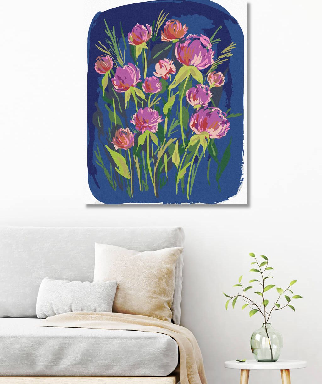 zuty Malování podle čísel - RŮŽOVÉ PIVOŇKY NA NOČNÍ LOUCE (ALEXANDRIA GILBERT) - Rozměr: 40x50 cm, Rámování: Varianta: vypnuté plátno na rám - obrázek 6