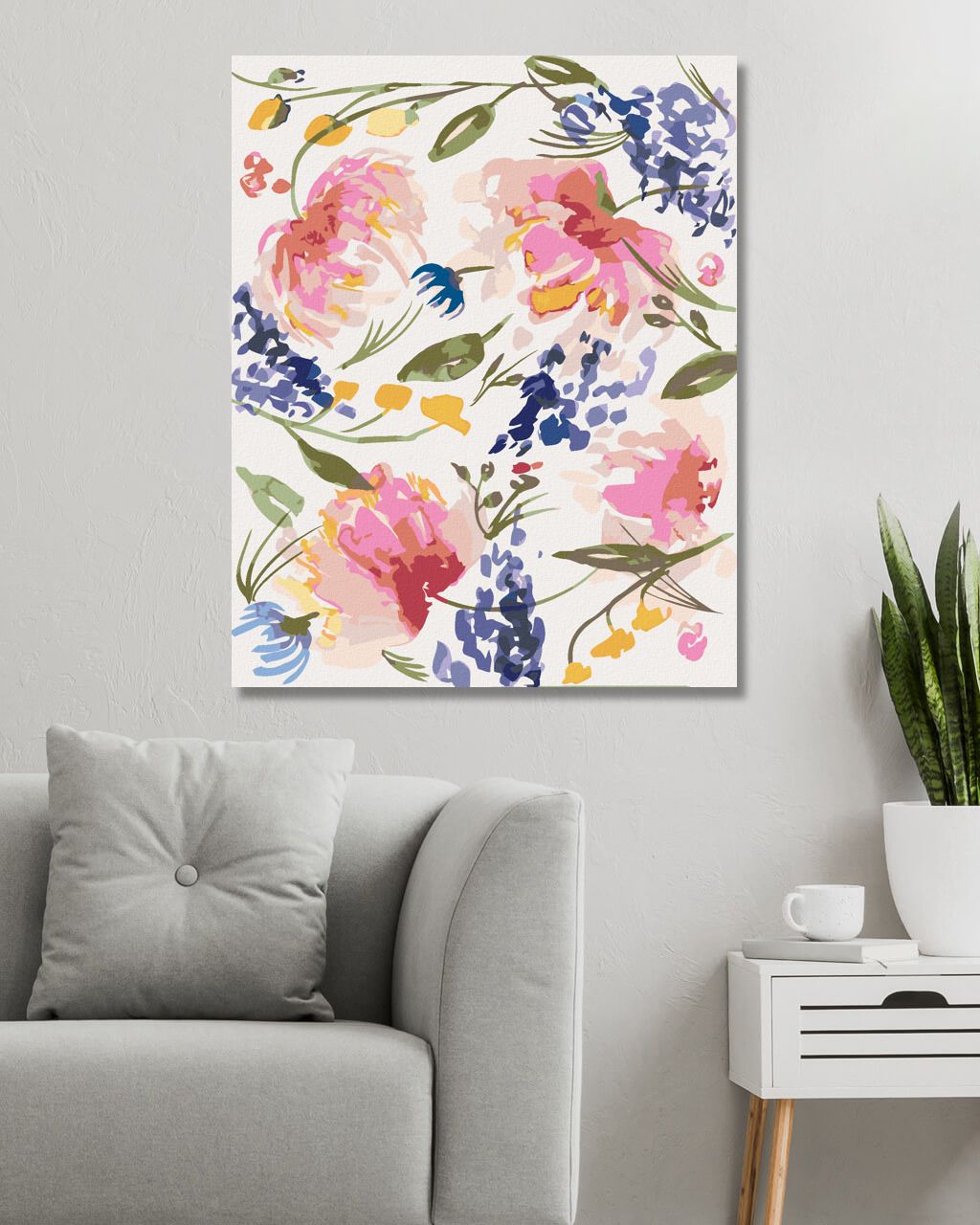zuty Malování podle čísel - RŮŽOVÉ A FIALOVÉ KVĚTY MEZI LISTY (ALEXANDRIA GILBERT) - Rozměr: 40x50 cm, Rámování: Varianta: vypnuté plátno na rám - obrázek 5