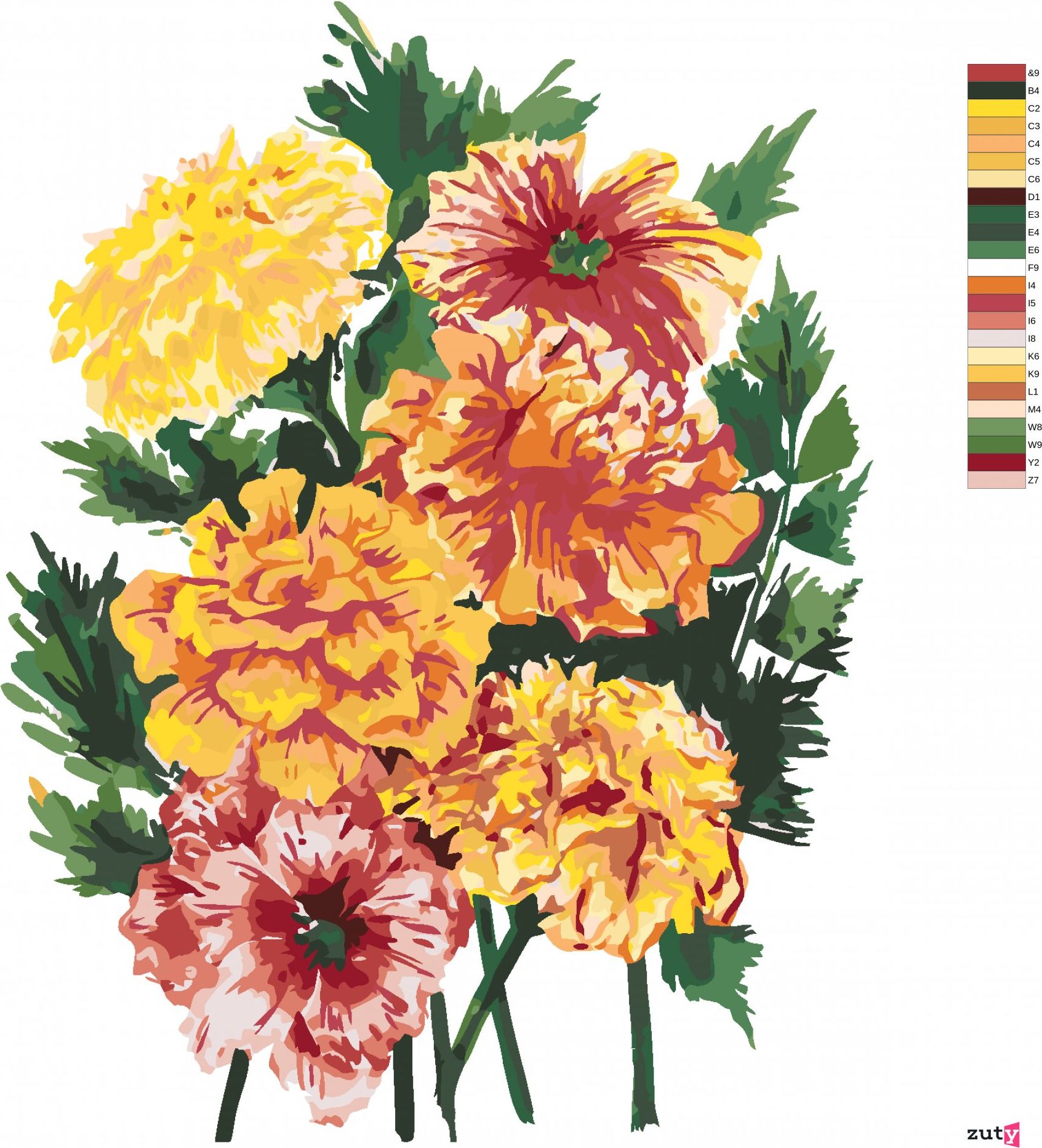 zuty Malování podle čísel - KVĚTINA MĚSÍČEK (ALEXANDRIA GILBERT) - Rozměr: 40x50 cm, Rámování: Varianta: bez rámu a bez vypnutí plátna - obrázek 9