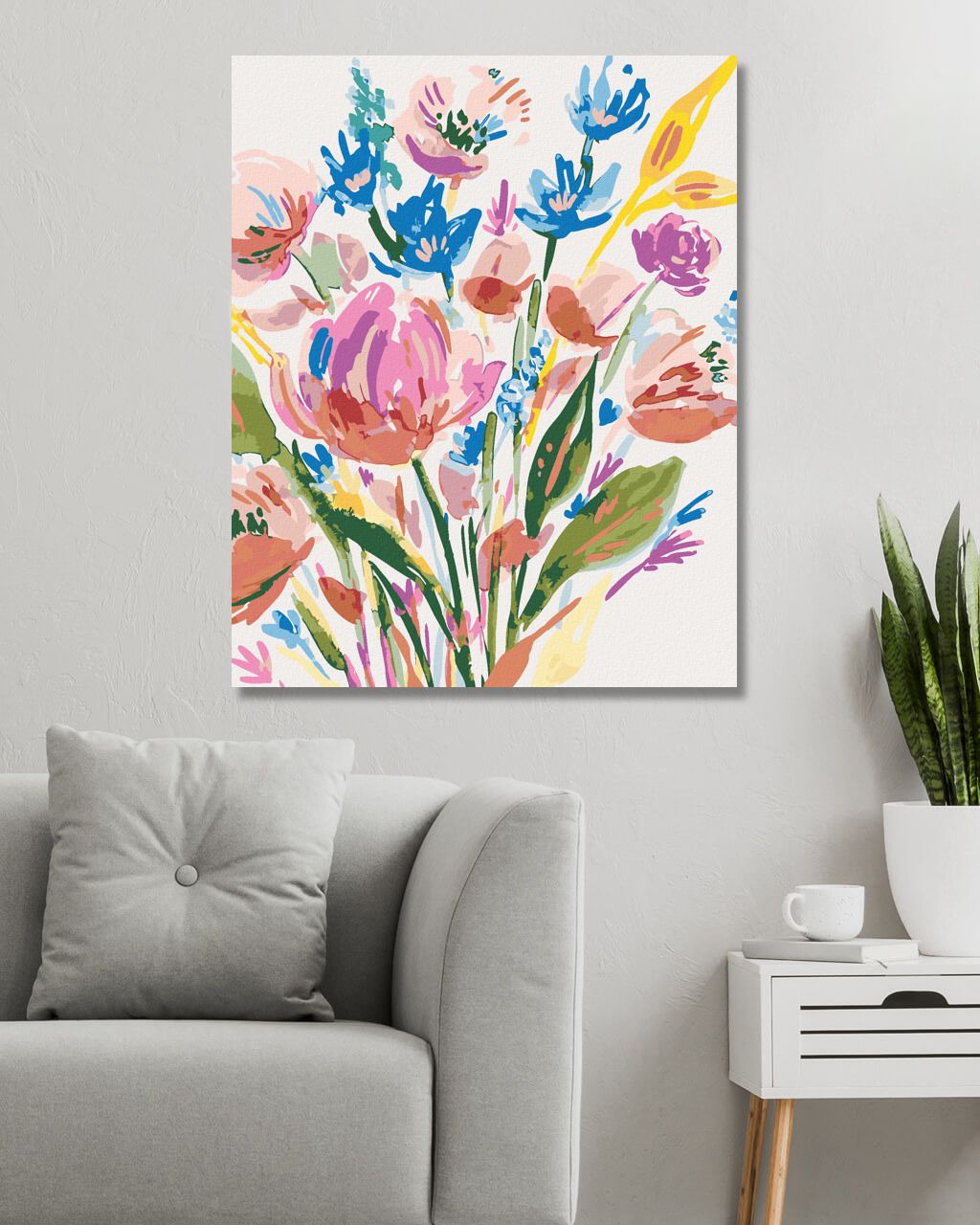 zuty Malování podle čísel - KYTICE RŮŽOVÝCH A MODRÝCH KVĚTŮ (ALEXANDRIA GILBERT) - Rozměr: 40x50 cm, Rámování: Varianta: vypnuté plátno na rám - obrázek 7