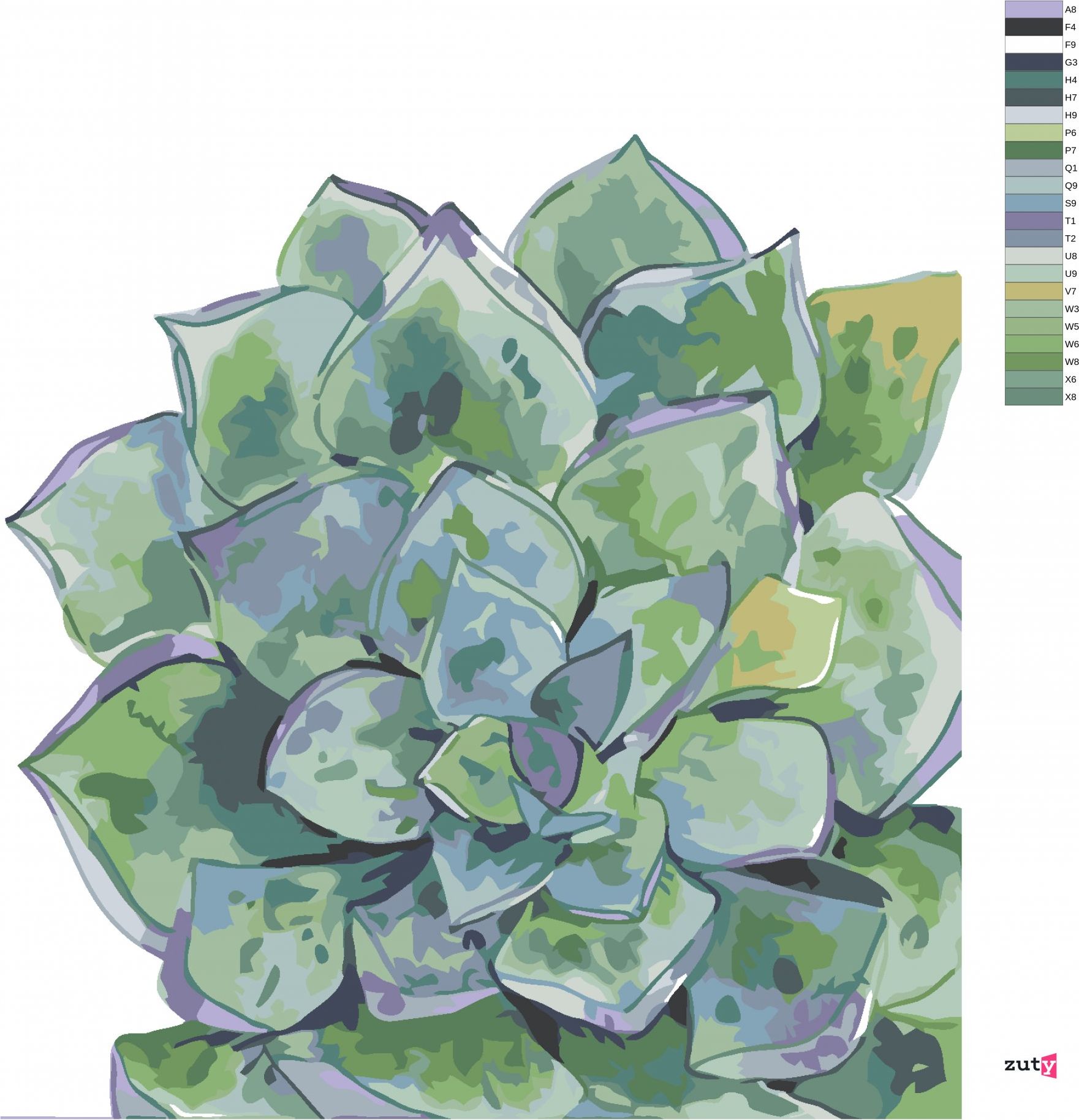 zuty Malování podle čísel - SUKULENT (ALEXANDRIA GILBERT) - Rozměr: 40x50 cm, Rámování: Varianta: vypnuté plátno na rám - obrázek 4