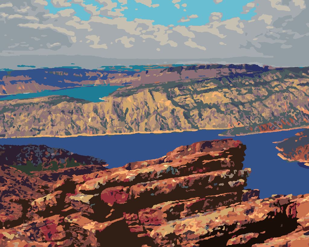 zuty Malování podle čísel - VODNÍ NÁDRŽ FLAMING GORGE - Rozměr: 40x50 cm, Rámování: Varianta: bez rámu a bez vypnutí plátna - obrázek 7