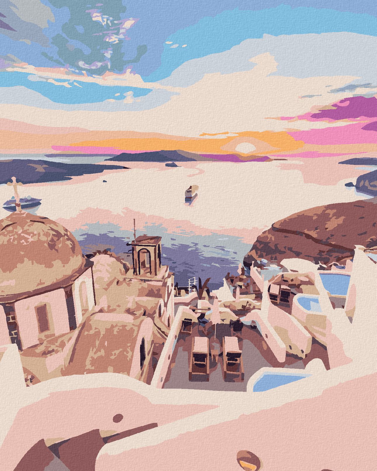 zuty Malování podle čísel - BAREVNÉ SANTORINI - Rozměr: 40x50 cm, Rámování: Varianta: vypnuté plátno na rám - obrázek 1