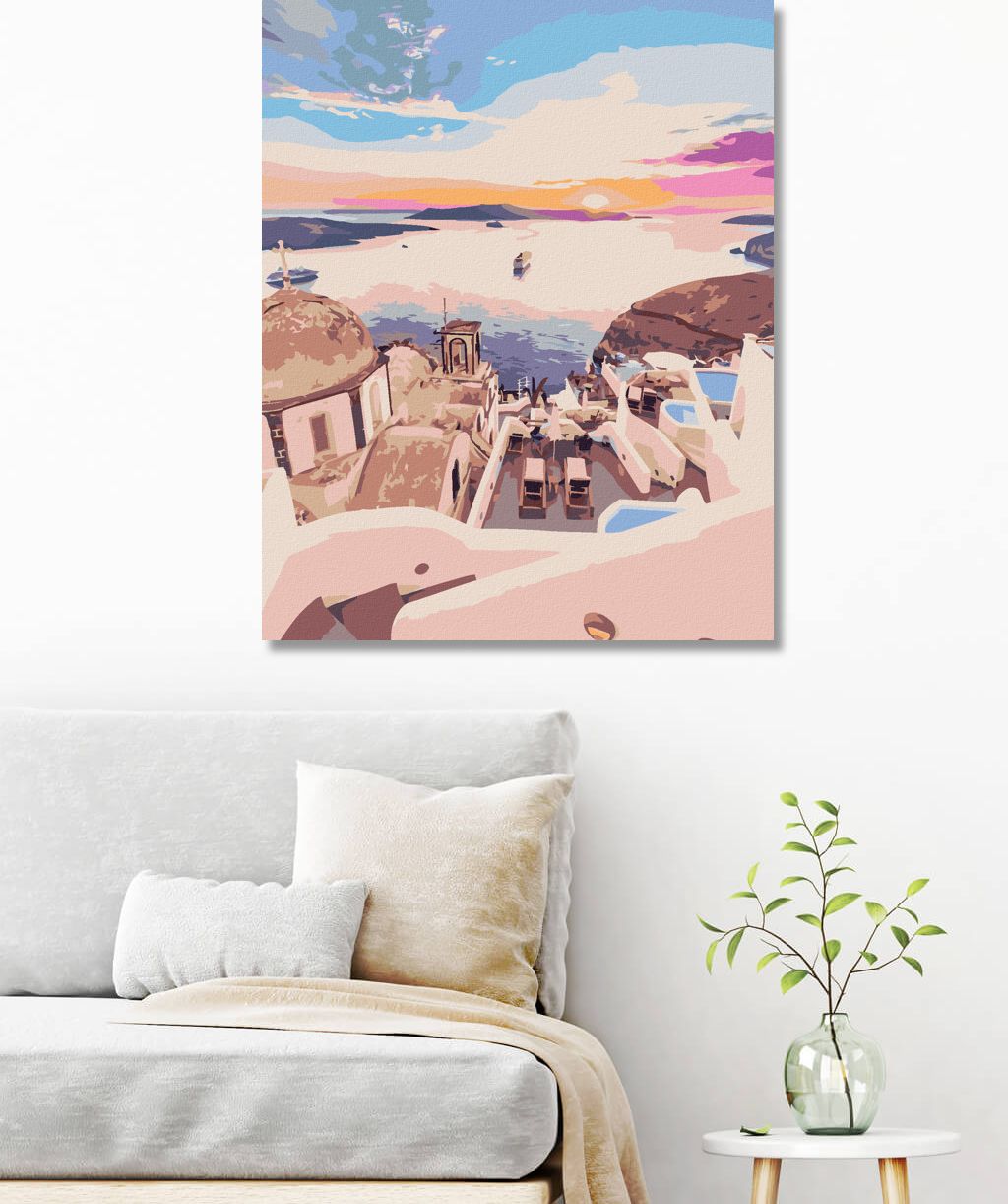 zuty Malování podle čísel - BAREVNÉ SANTORINI - Rozměr: 40x50 cm, Rámování: Varianta: vypnuté plátno na rám - obrázek 3