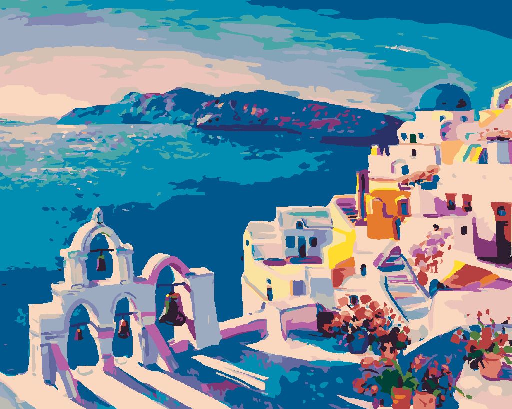 zuty Malování podle čísel - SANTORINI SE ZVONY - Rozměr: 40x50 cm, Rámování: Varianta: vypnuté plátno na rám - obrázek 7