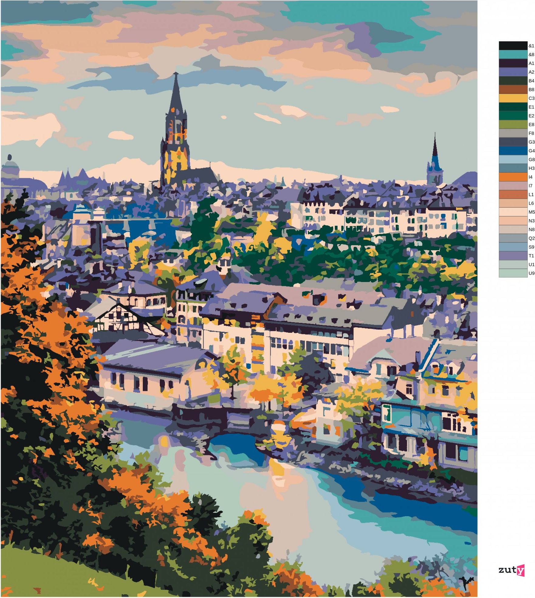zuty Malování podle čísel - BERN - Rozměr: 40x50 cm, Rámování: Varianta: vypnuté plátno na rám - obrázek 2