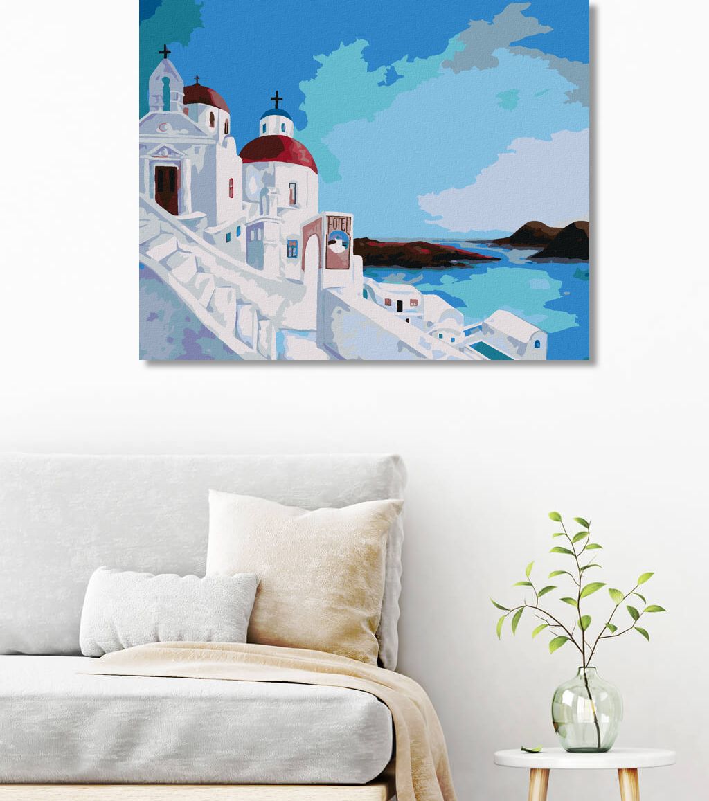 zuty Malování podle čísel - VÝHLED NA MOŘE Z ŘECKÉHO OSTROVA - Rozměr: 40x50 cm, Rámování: Varianta: vypnuté plátno na rám - obrázek 8