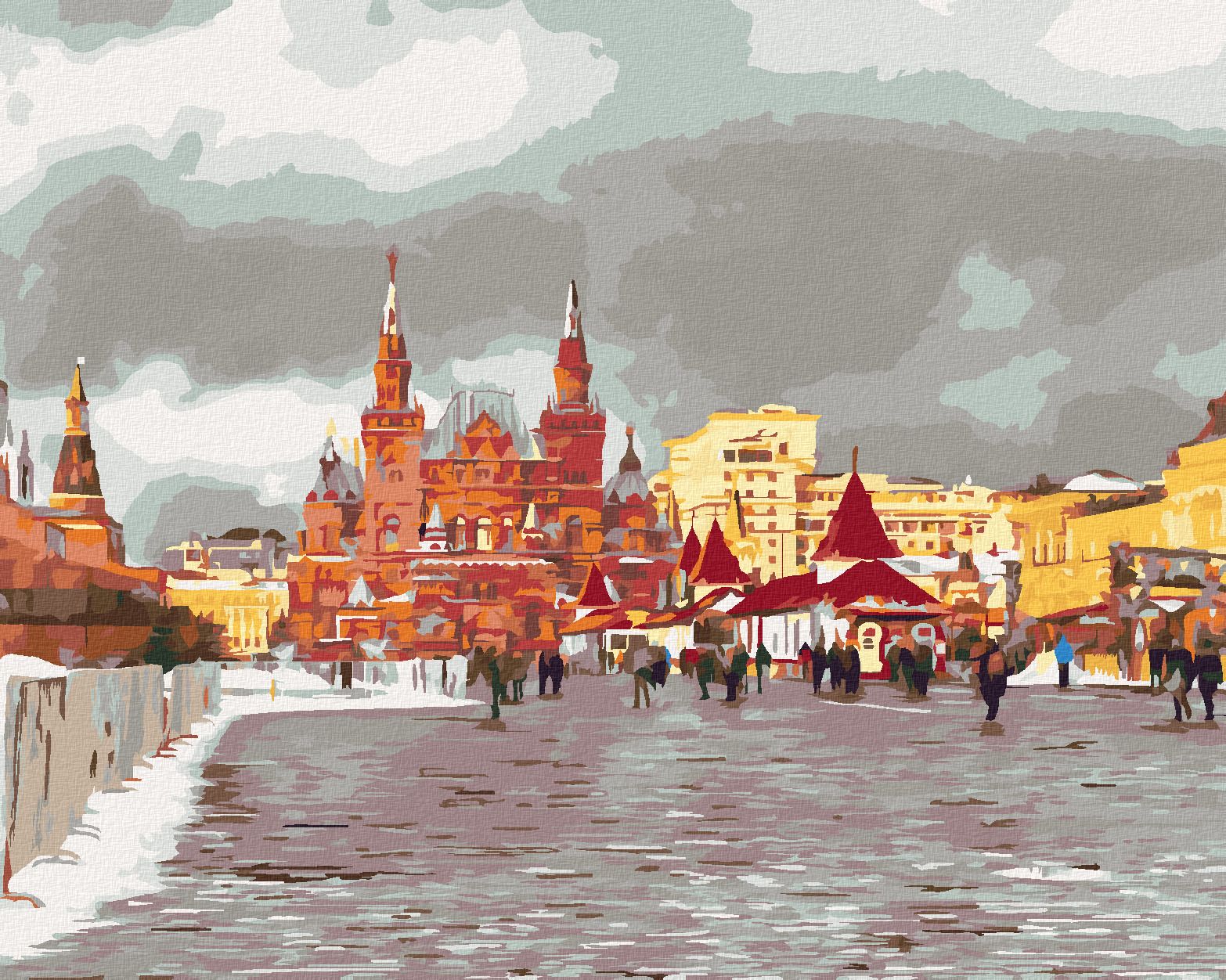 zuty Malování podle čísel - RUDÉ NÁMĚSTÍ V MOSKVĚ - Rozměr: 40x50 cm, Rámování: Varianta: vypnuté plátno na rám - obrázek 1