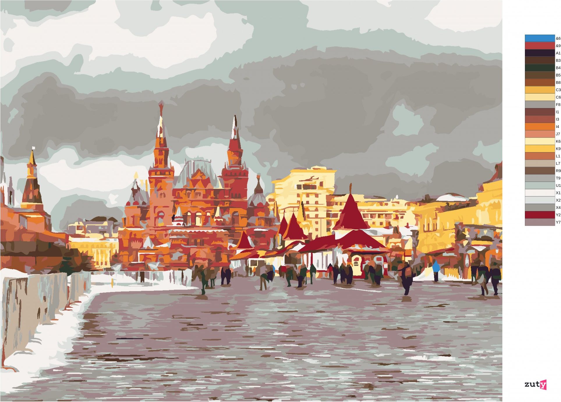 zuty Malování podle čísel - RUDÉ NÁMĚSTÍ V MOSKVĚ - Rozměr: 40x50 cm, Rámování: Varianta: vypnuté plátno na rám - obrázek 10