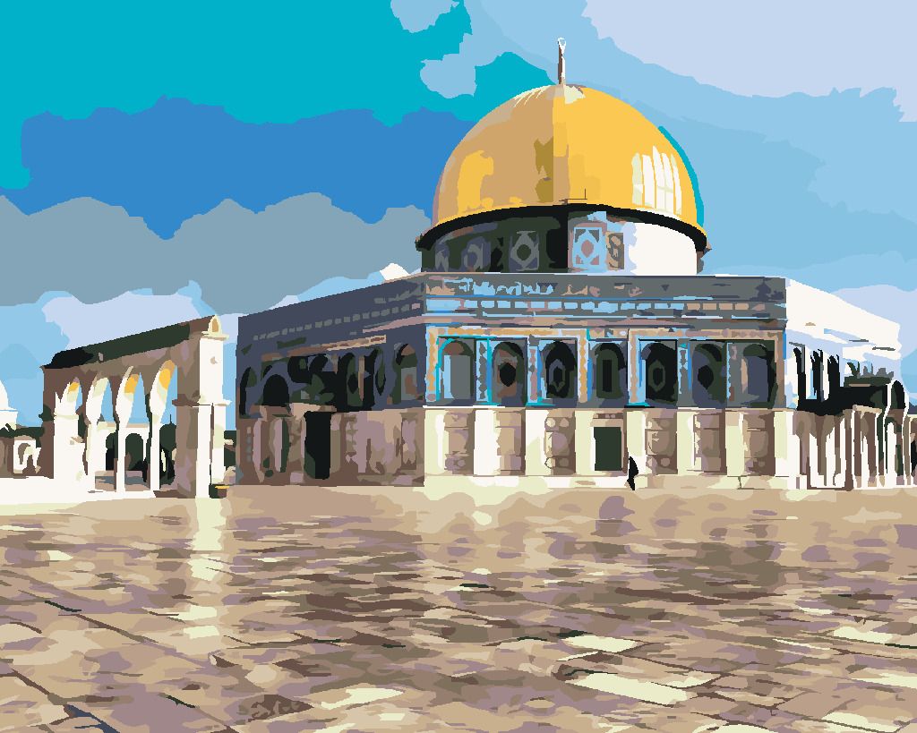 zuty Malování podle čísel - MEŠITA AL AQSA - Rozměr: 40x50 cm, Rámování: Varianta: bez rámu a bez vypnutí plátna - obrázek 4