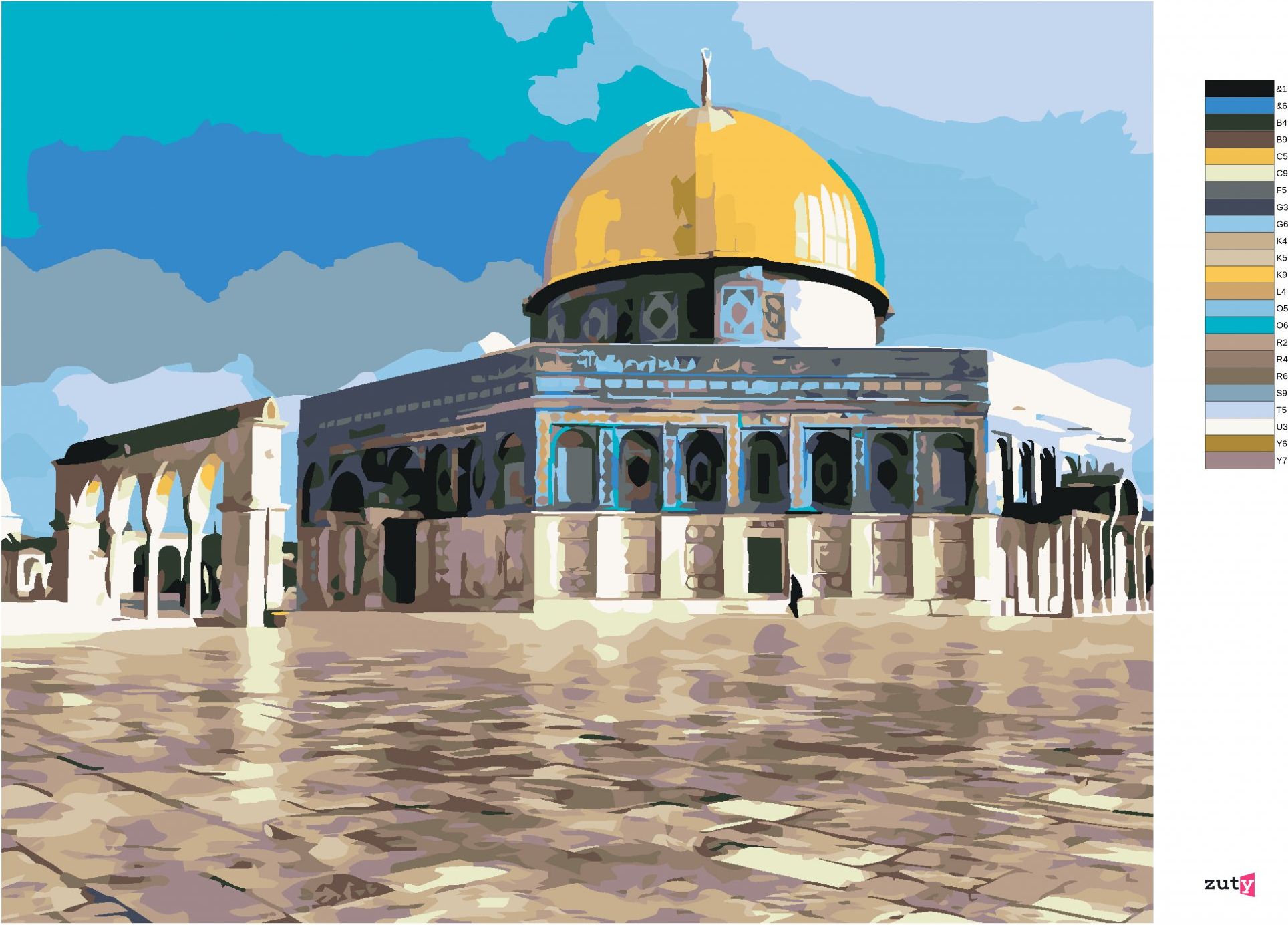 zuty Malování podle čísel - MEŠITA AL AQSA - Rozměr: 40x50 cm, Rámování: Varianta: bez rámu a bez vypnutí plátna - obrázek 7