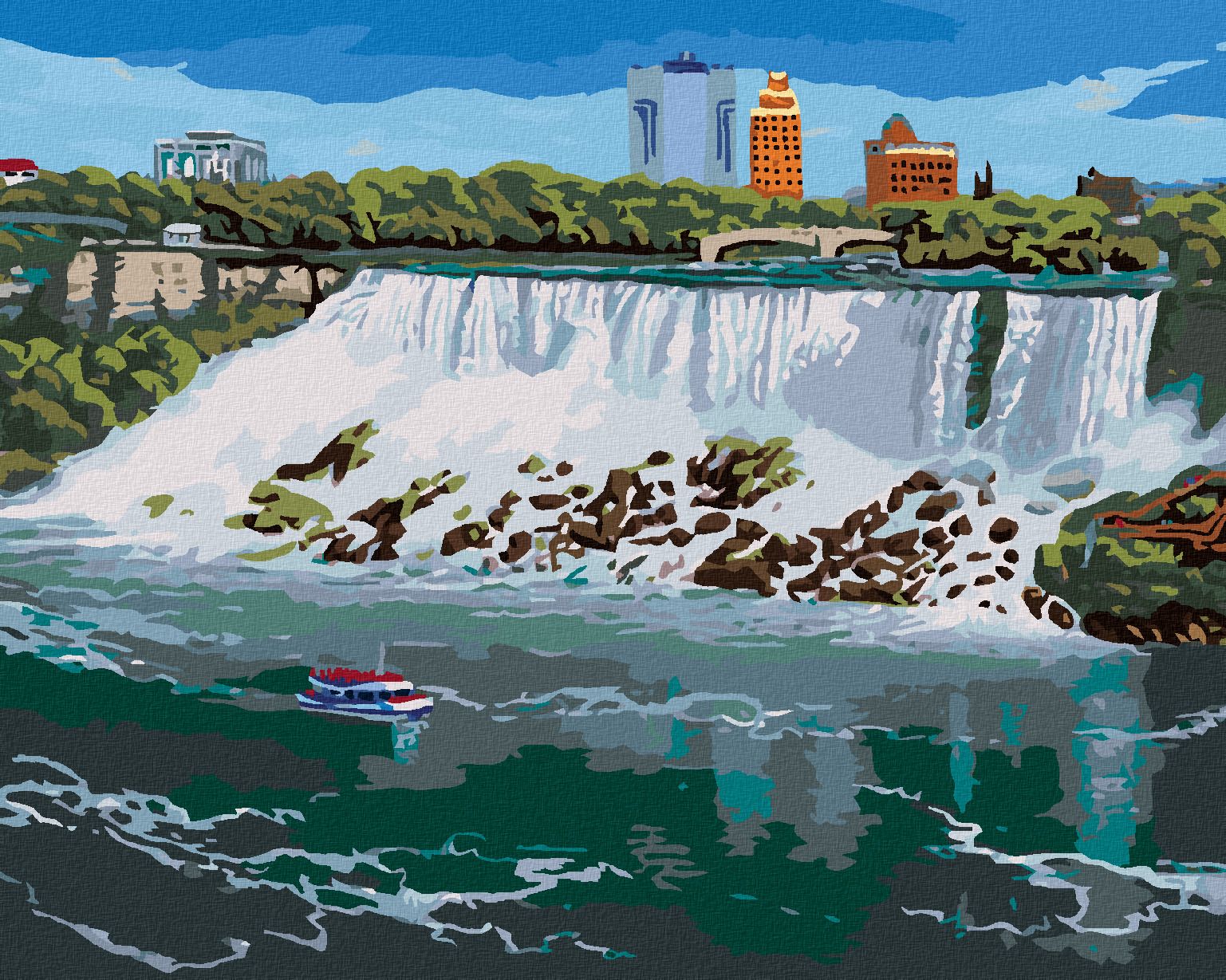 zuty Malování podle čísel - AMERICKÉ NIAGARSKÉ VODOPÁDY (ROBERT JOHNSON) - Rozměr: 40x50 cm, Rámování: Varianta: bez rámu a bez vypnutí plátna - obrázek 1