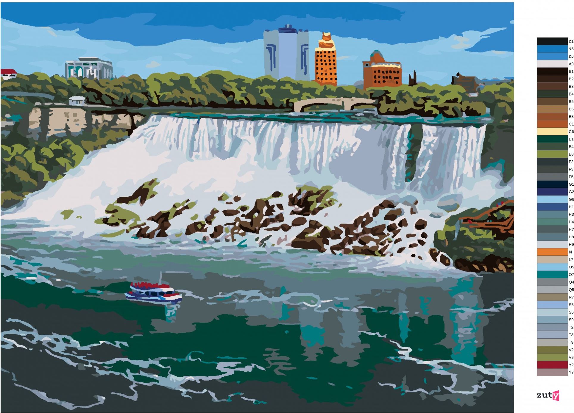zuty Malování podle čísel - AMERICKÉ NIAGARSKÉ VODOPÁDY (ROBERT JOHNSON) - Rozměr: 40x50 cm, Rámování: Varianta: vypnuté plátno na rám - obrázek 3
