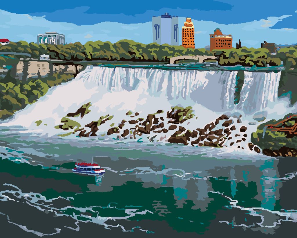 zuty Malování podle čísel - AMERICKÉ NIAGARSKÉ VODOPÁDY (ROBERT JOHNSON) - Rozměr: 40x50 cm, Rámování: Varianta: vypnuté plátno na rám - obrázek 6