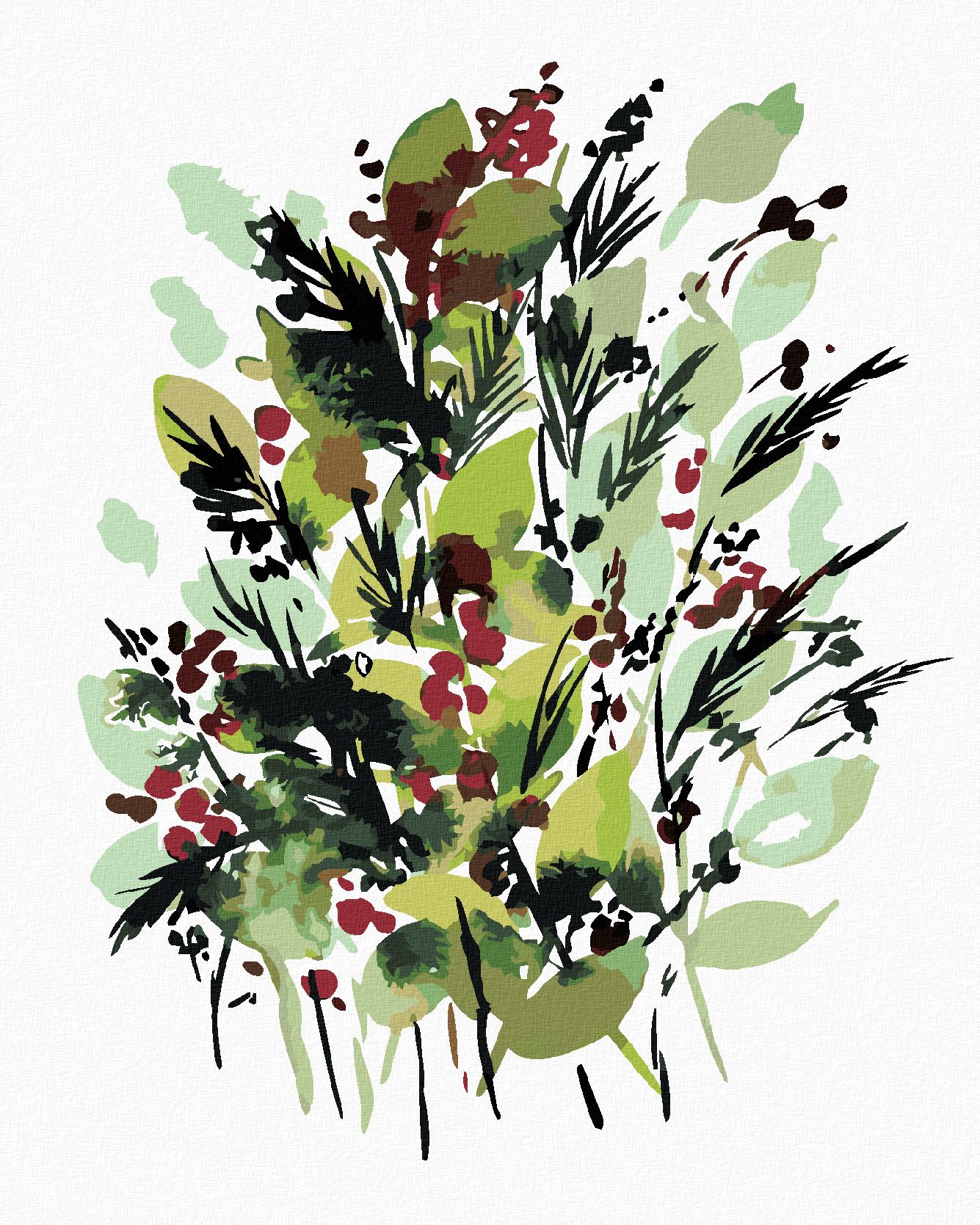 zuty Malování podle čísel - ZIMNÍ ZELEŇ (ALEXANDRIA GILBERT) - Rozměr: 40x50 cm, Rámování: Varianta: vypnuté plátno na rám - obrázek 1