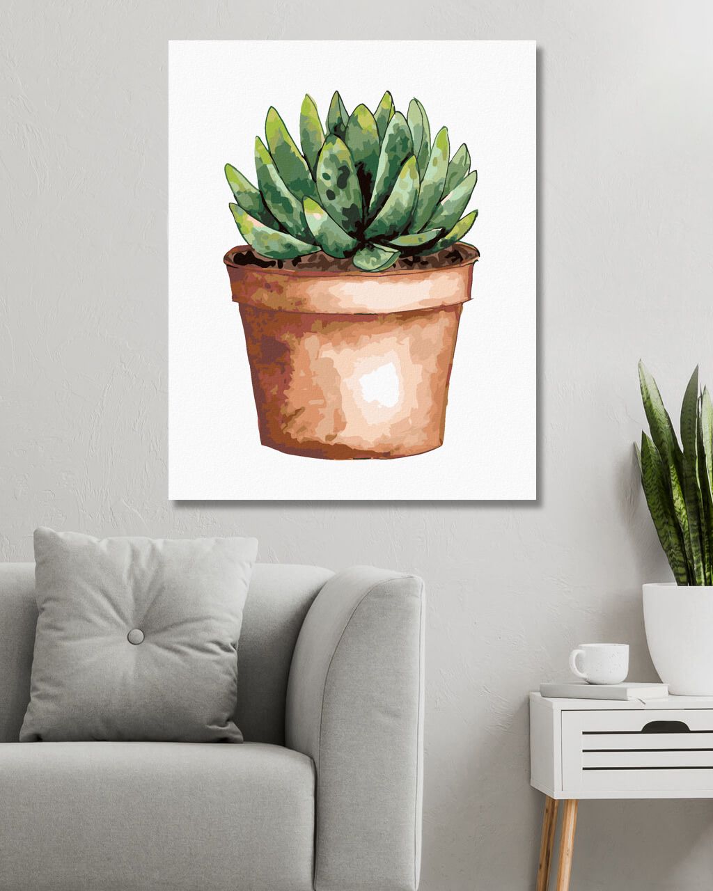 zuty Malování podle čísel - SUKULENT V HNĚDÉM KVĚTINÁČI (ALEXANDRIA GILBERT) - Rozměr: 40x50 cm, Rámování: Varianta: vypnuté plátno na rám - obrázek 4