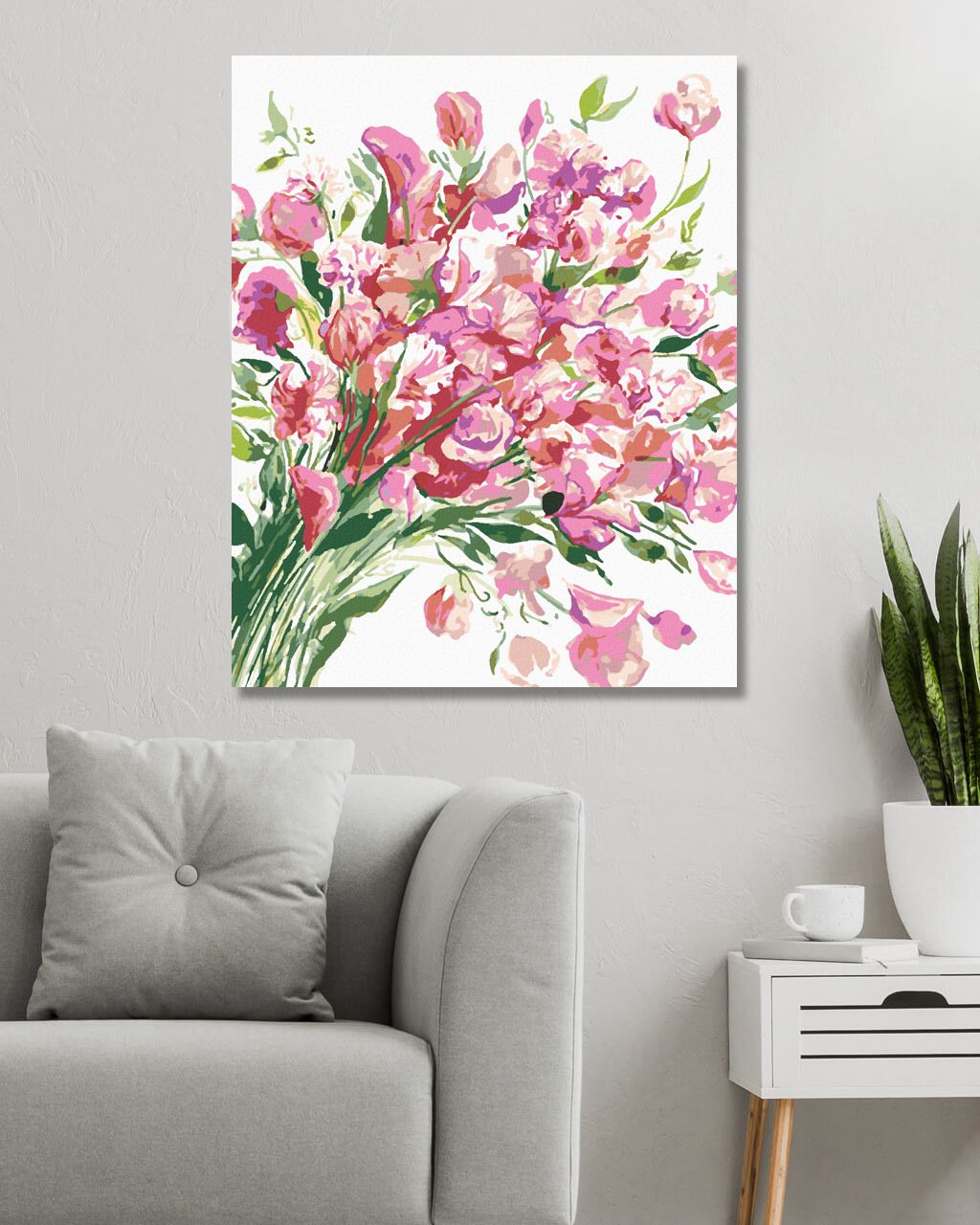 zuty Malování podle čísel - RŮŽOVÉ KVĚTY HRACHORU (ALEXANDRIA GILBERT) - Rozměr: 40x50 cm, Rámování: Varianta: vypnuté plátno na rám - obrázek 3