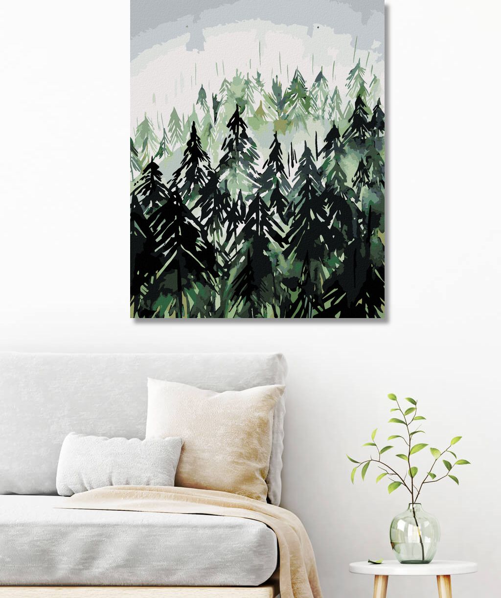 zuty Malování podle čísel - JEHLIČNATÝ LES (ALEXANDRIA GILBERT) - Rozměr: 40x50 cm, Rámování: Varianta: bez rámu a bez vypnutí plátna - obrázek 2