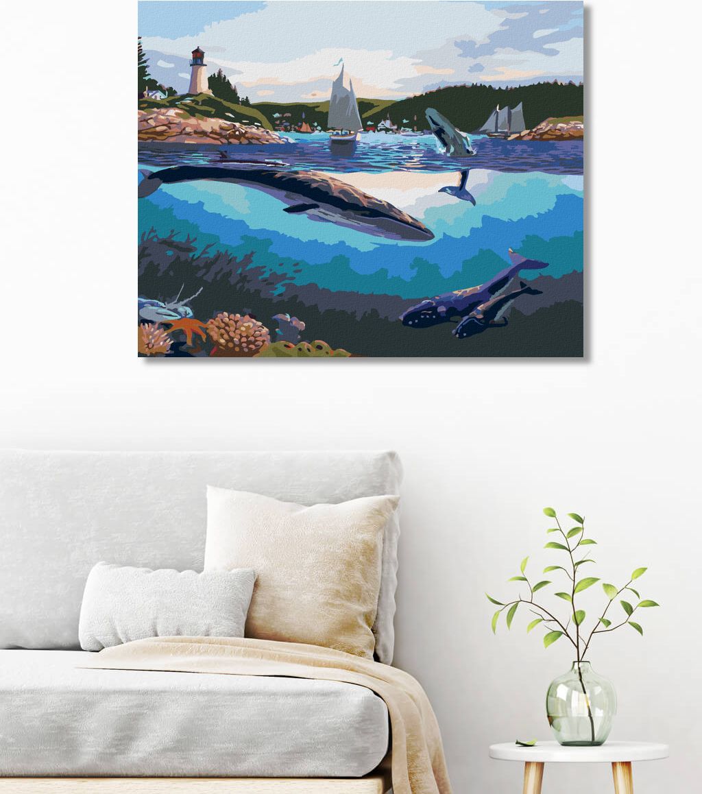 zuty Malování podle čísel - VELRYBY A POBŘEŽNÍ MĚSTO (ROBERT JOHNSON) - Rozměr: 40x50 cm, Rámování: Varianta: bez rámu a bez vypnutí plátna - obrázek 8