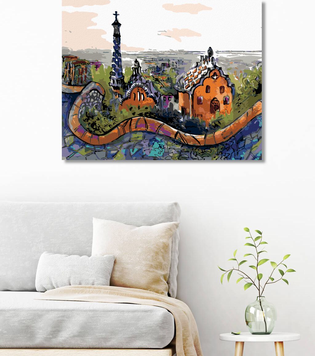 zuty Malování podle čísel - PARK GÜELL V BARCELONĚ - Rozměr: 40x50 cm, Rámování: Varianta: vypnuté plátno na rám - obrázek 5