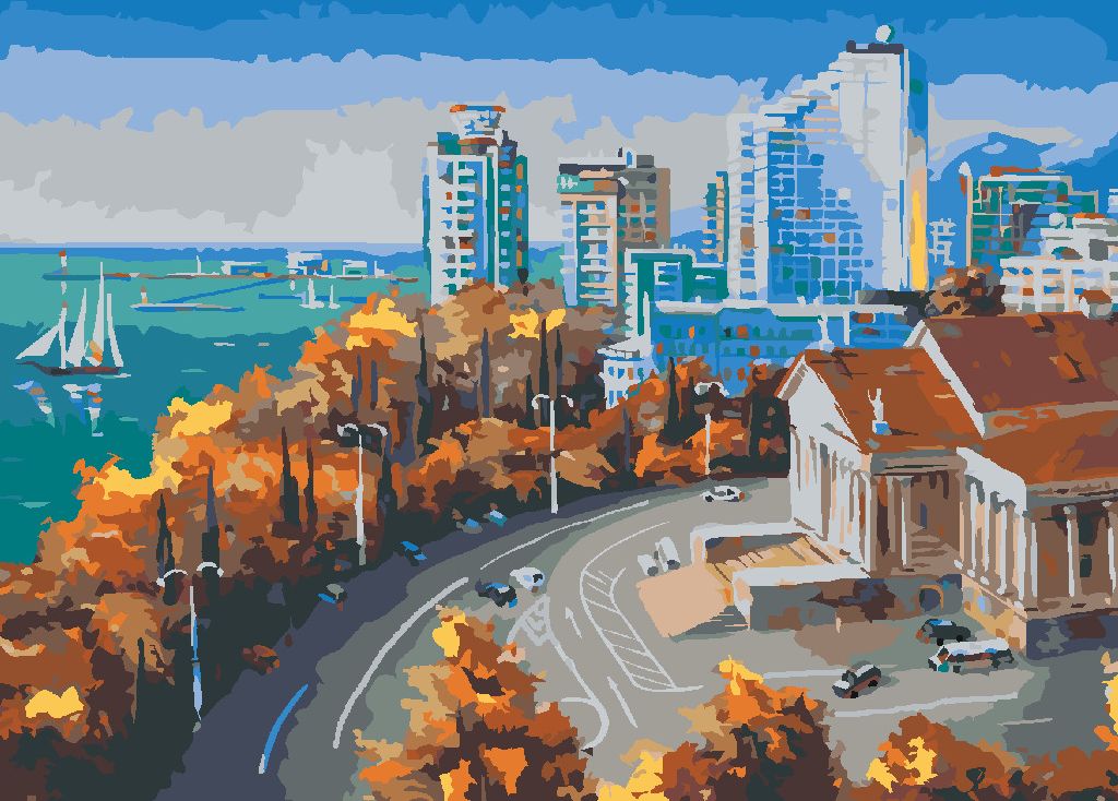 zuty Malování podle čísel - PŘEDMĚSTÍ SOCHI - Rozměr: 40x50 cm, Rámování: Varianta: vypnuté plátno na rám - obrázek 2