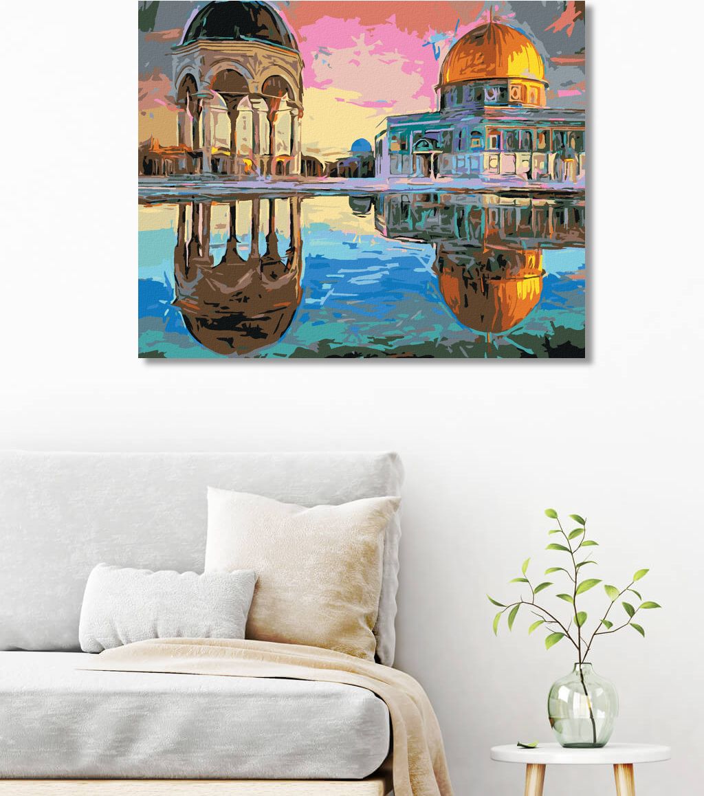 zuty Malování podle čísel - JERUZALÉM V ODRAZU VODY - Rozměr: 40x50 cm, Rámování: Varianta: vypnuté plátno na rám - obrázek 6