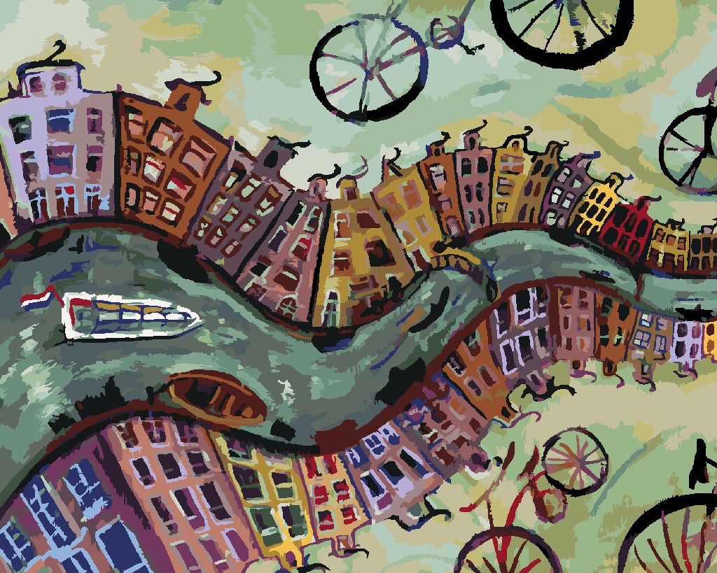 zuty Malování podle čísel - NEKONEČNÝ AMSTERDAM - Rozměr: 40x50 cm, Rámování: Varianta: bez rámu a bez vypnutí plátna - obrázek 2