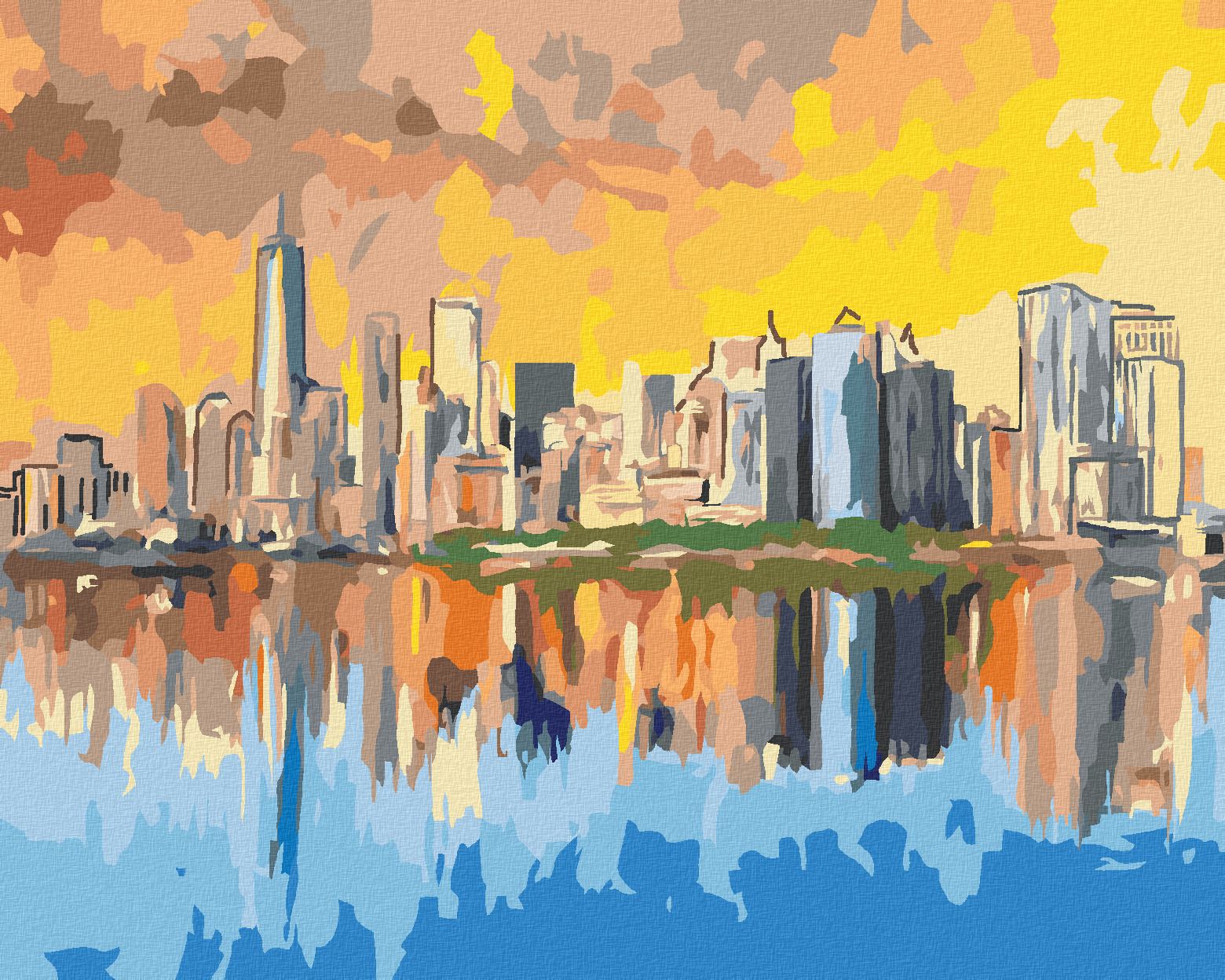 zuty Malování podle čísel - NEW YORK V ODRAZE VODY - Rozměr: 40x50 cm, Rámování: Varianta: bez rámu a bez vypnutí plátna - obrázek 1