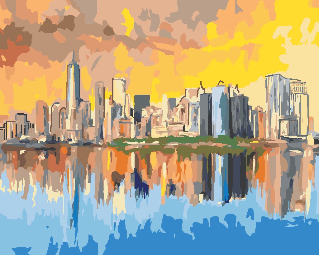 zuty Malování podle čísel - NEW YORK V ODRAZE VODY - Rozměr: 40x50 cm, Rámování: Varianta: bez rámu a bez vypnutí plátna - obrázek 5