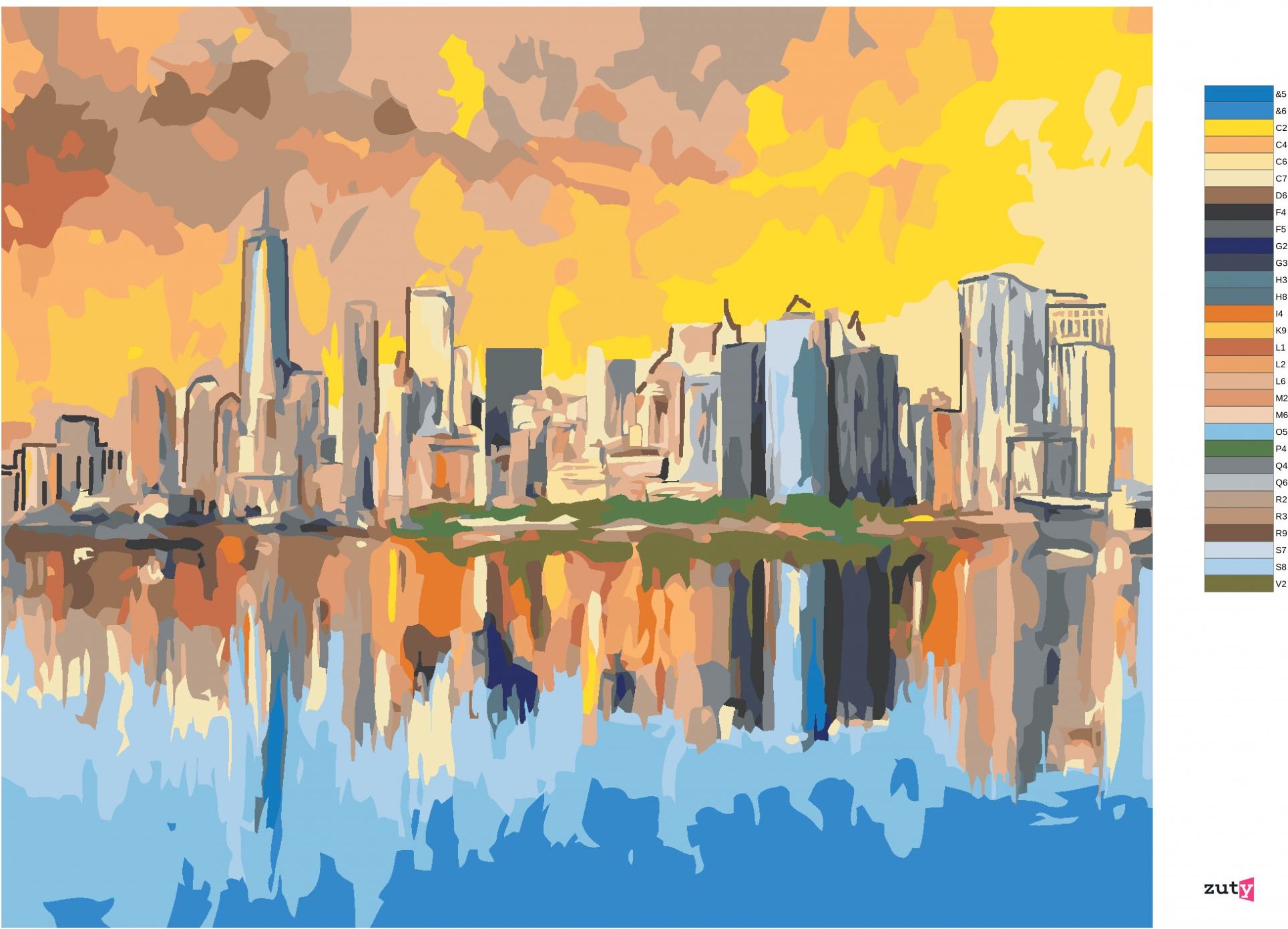 zuty Malování podle čísel - NEW YORK V ODRAZE VODY - Rozměr: 40x50 cm, Rámování: Varianta: bez rámu a bez vypnutí plátna - obrázek 7
