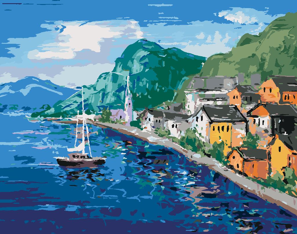 zuty Malování podle čísel - POBŘEŽÍ U HALLSTATT V RAKOUSKU - Rozměr: 40x50 cm, Rámování: Varianta: bez rámu a bez vypnutí plátna - obrázek 9