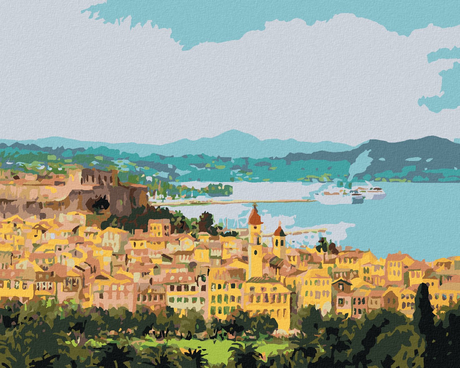 zuty Malování podle čísel - CORFU V ŘECKU - Rozměr: 40x50 cm, Rámování: Varianta: bez rámu a bez vypnutí plátna - obrázek 1