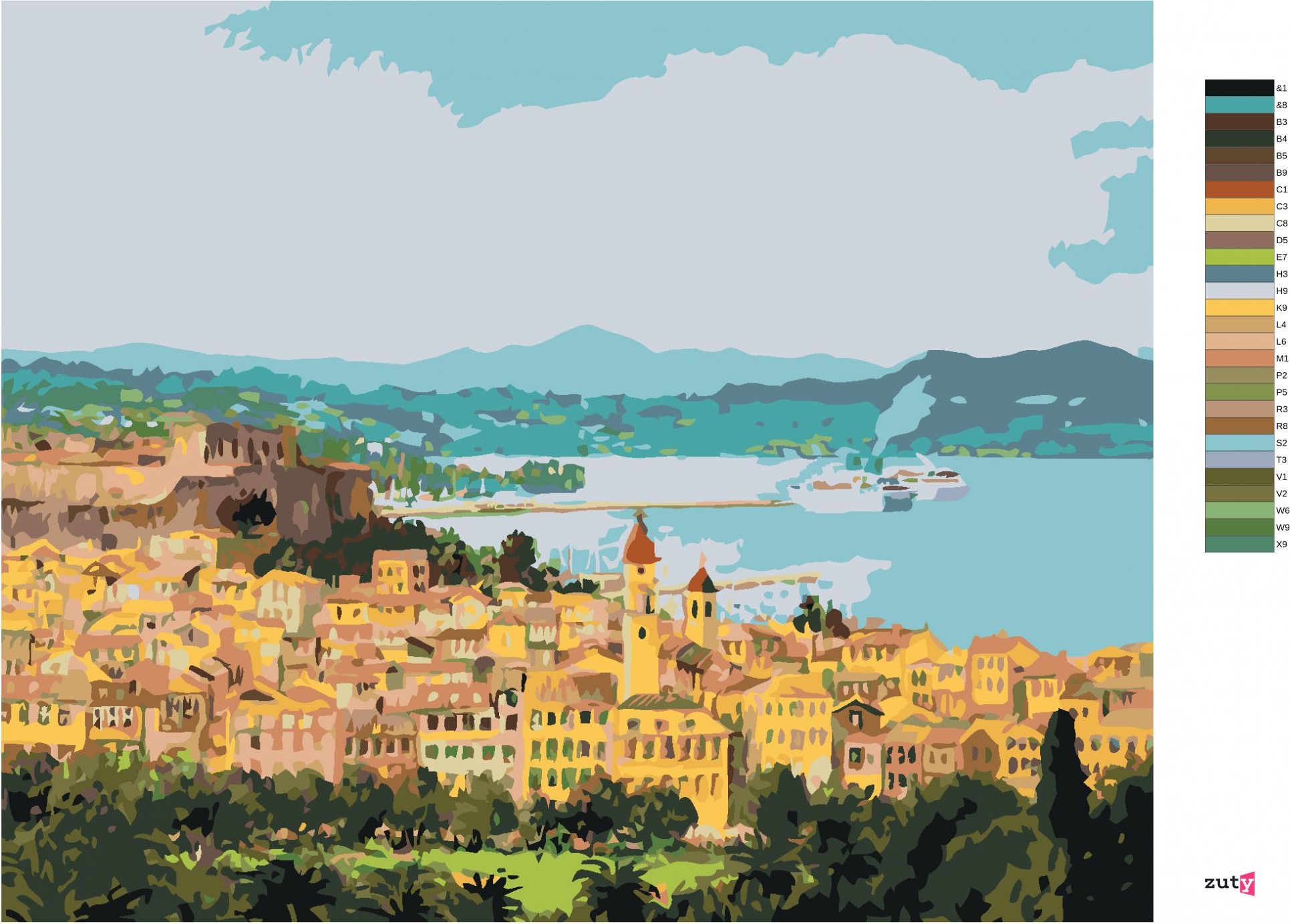 zuty Malování podle čísel - CORFU V ŘECKU - Rozměr: 40x50 cm, Rámování: Varianta: bez rámu a bez vypnutí plátna - obrázek 7