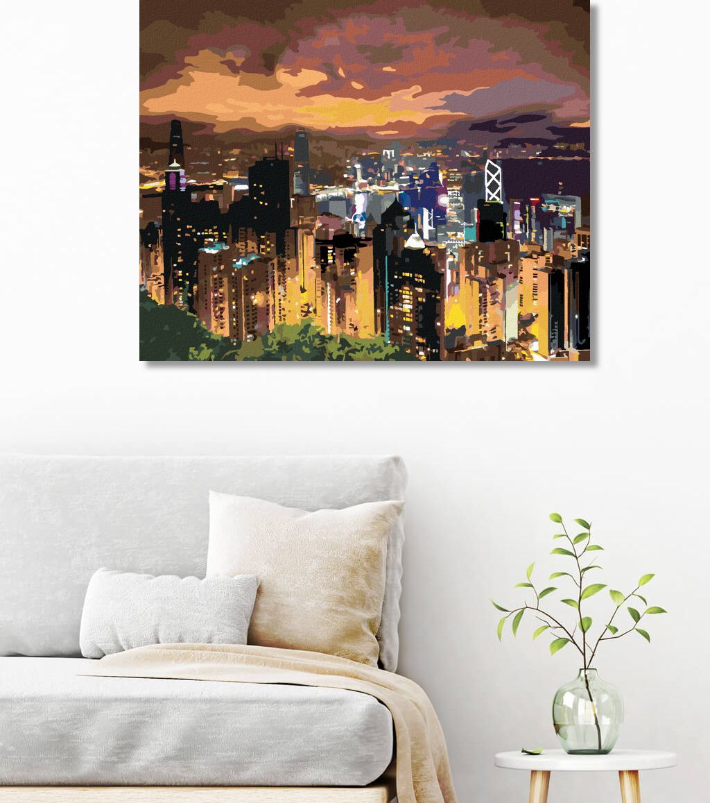 zuty Malování podle čísel - NOČNÍ VÝHLED NA VELKOMĚSTO - Rozměr: 40x50 cm, Rámování: Varianta: vypnuté plátno na rám - obrázek 3