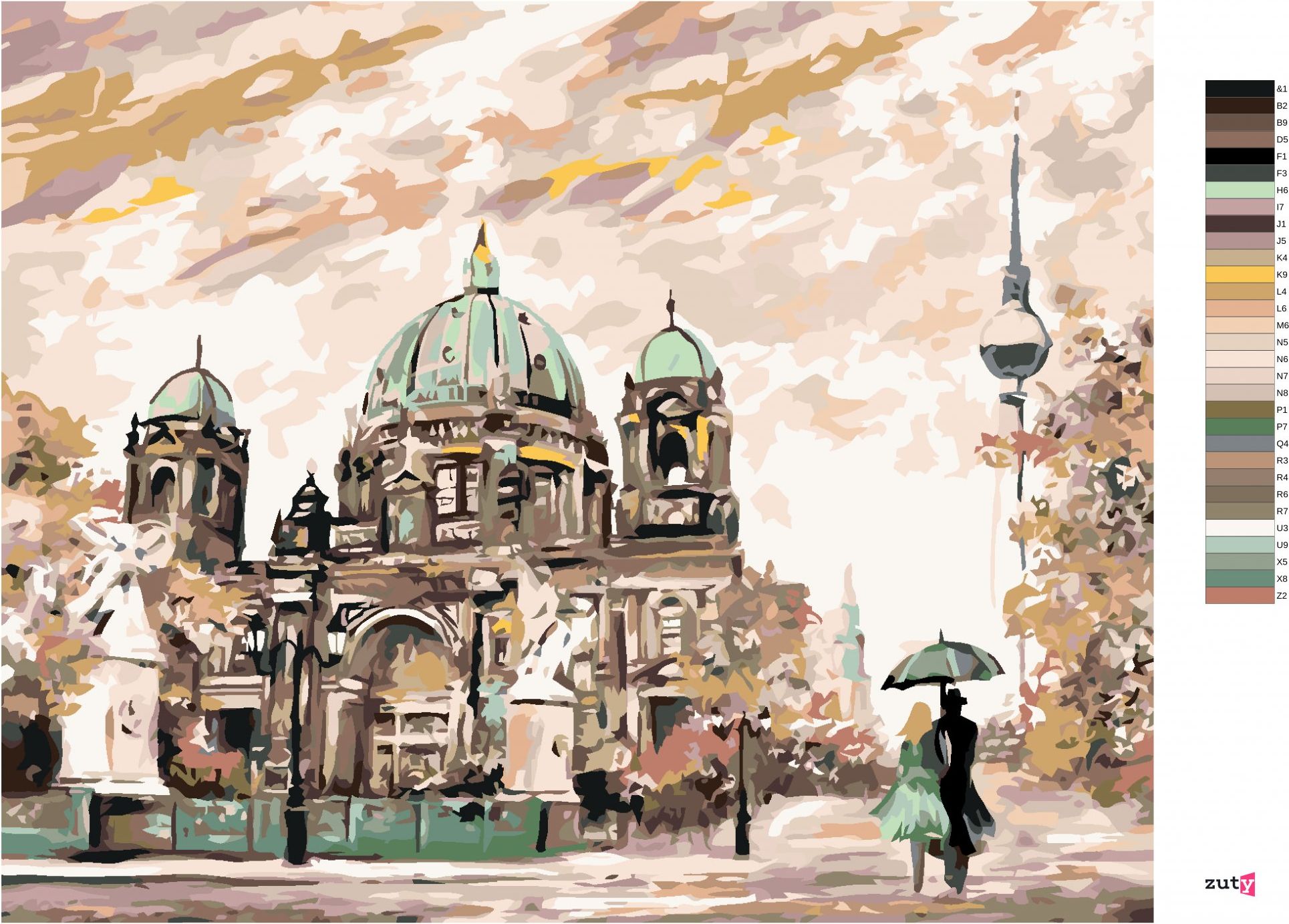 zuty Malování podle čísel - POULIČNÍ POHLED NA BERLÍN - Rozměr: 40x50 cm, Rámování: Varianta: bez rámu a bez vypnutí plátna - obrázek 6