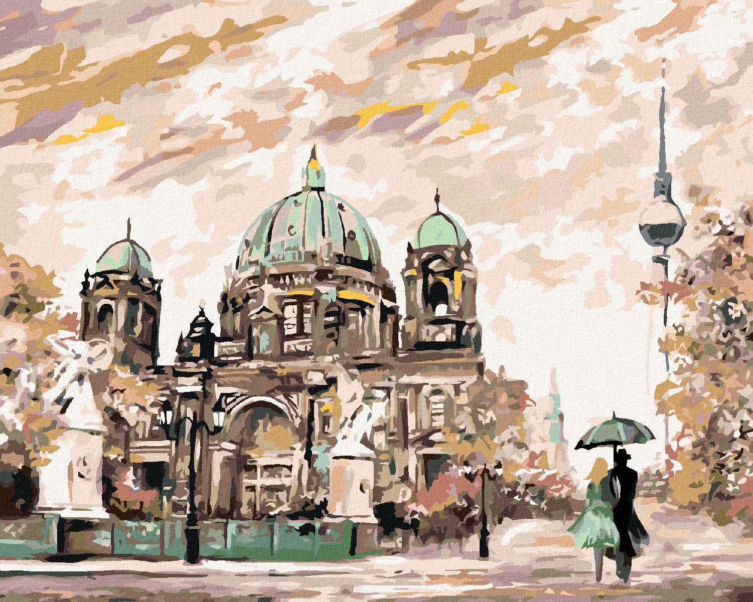 zuty Malování podle čísel - POULIČNÍ POHLED NA BERLÍN - Rozměr: 40x50 cm, Rámování: Varianta: vypnuté plátno na rám - obrázek 1