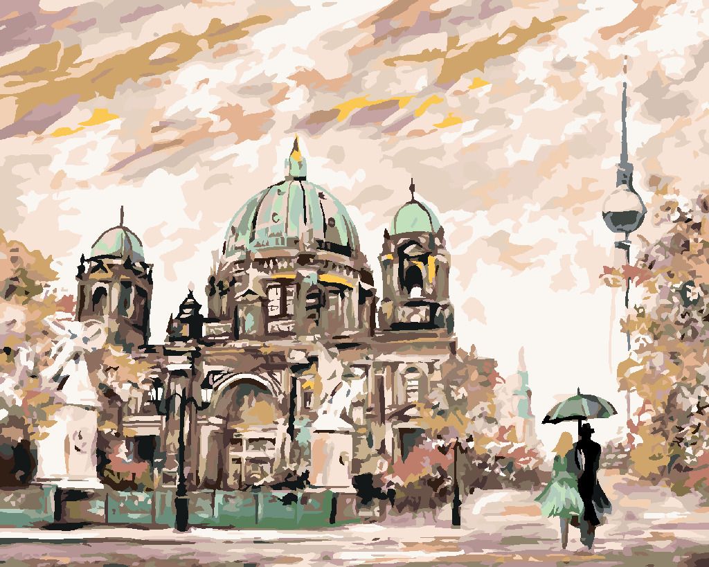 zuty Malování podle čísel - POULIČNÍ POHLED NA BERLÍN - Rozměr: 40x50 cm, Rámování: Varianta: vypnuté plátno na rám - obrázek 8