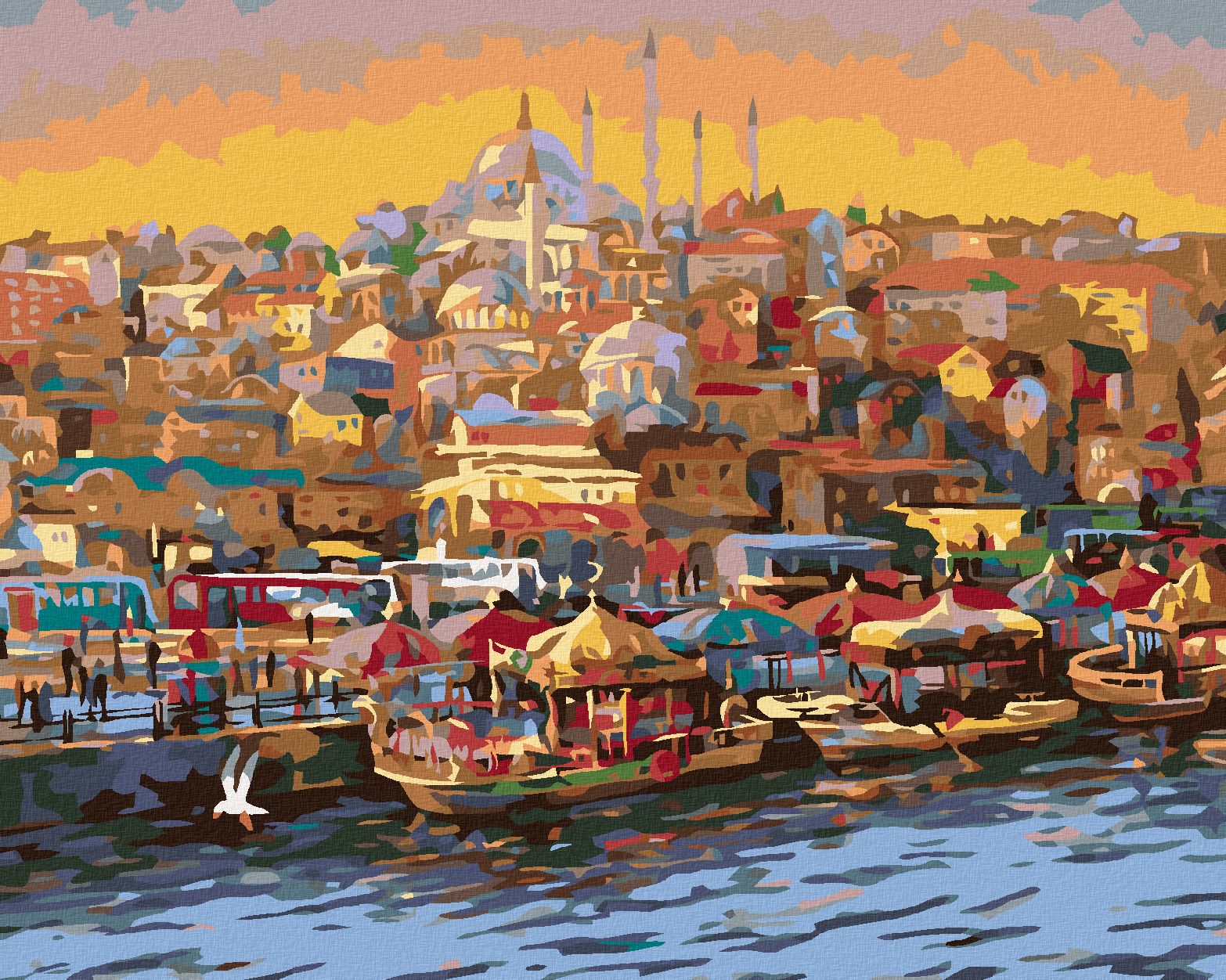 zuty Malování podle čísel - VEČER V ISTANBULU - Rozměr: 40x50 cm, Rámování: Varianta: vypnuté plátno na rám - obrázek 1