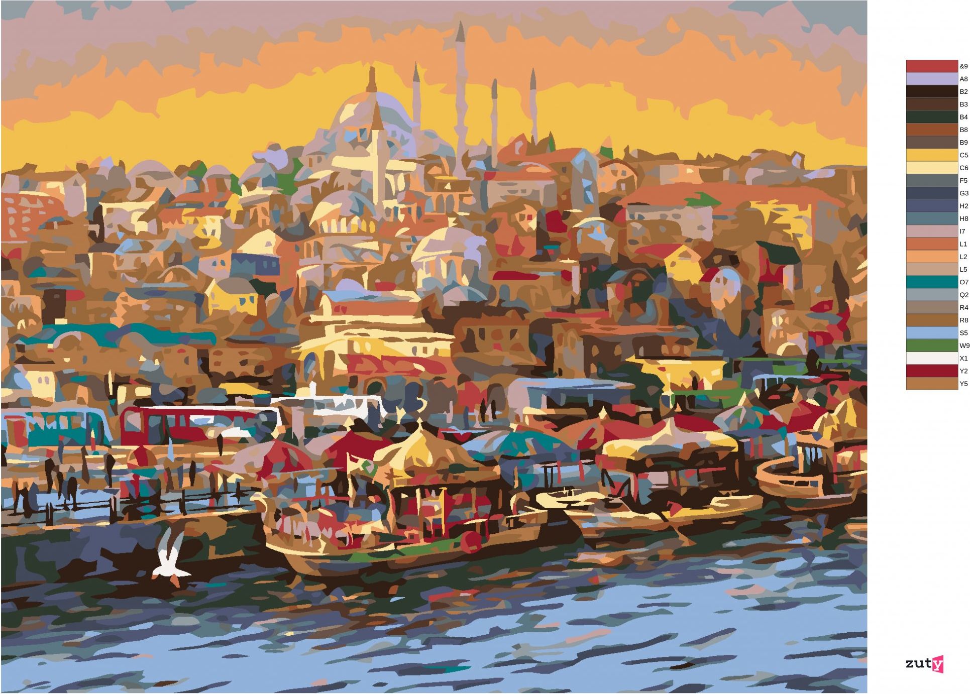 zuty Malování podle čísel - VEČER V ISTANBULU - Rozměr: 40x50 cm, Rámování: Varianta: vypnuté plátno na rám - obrázek 3