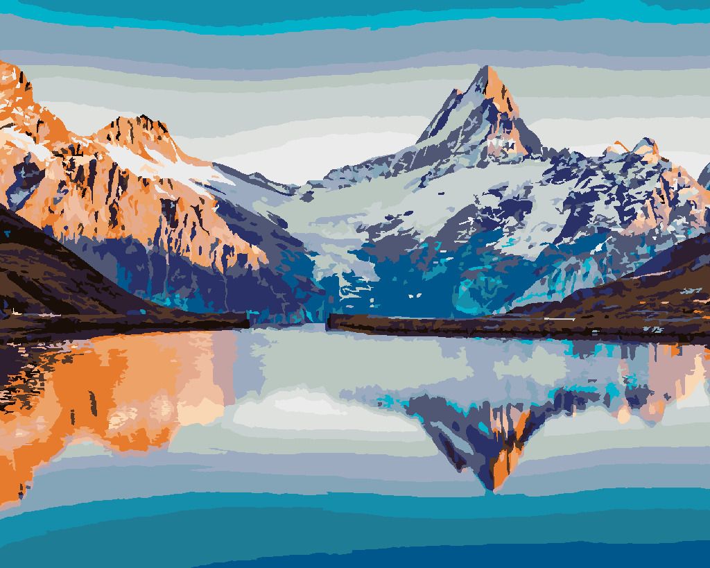 zuty Malování podle čísel - FANTASTICKÉ PANORAMA JEZERA BACHALPSEE VE ŠVÝCARSKU - Rozměr: 40x50 cm, Rámování: Varianta: vypnuté plátno na rám - obrázek 9