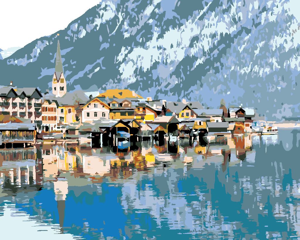 zuty Malování podle čísel - HALLSTATT V ALPÁCH - Rozměr: 40x50 cm, Rámování: Varianta: bez rámu a bez vypnutí plátna - obrázek 9