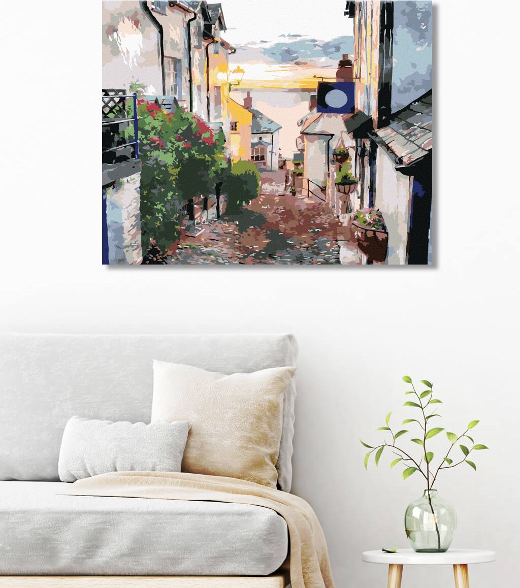 zuty Malování podle čísel - ULIČKA NA POBŘEŽÍ DEVONU - Rozměr: 40x50 cm, Rámování: Varianta: vypnuté plátno na rám - obrázek 4