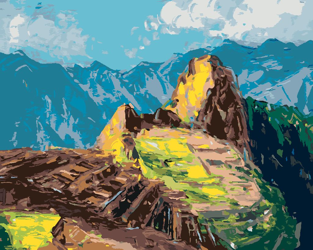 zuty Malování podle čísel - MACHU-PICCHU V PERU - Rozměr: 40x50 cm, Rámování: Varianta: vypnuté plátno na rám - obrázek 5
