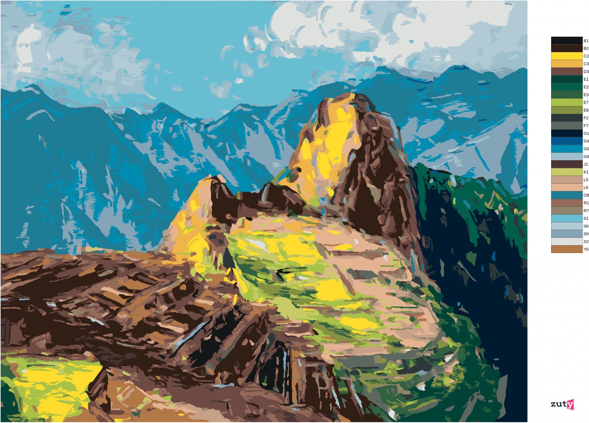 zuty Malování podle čísel - MACHU-PICCHU V PERU - Rozměr: 40x50 cm, Rámování: Varianta: vypnuté plátno na rám - obrázek 6