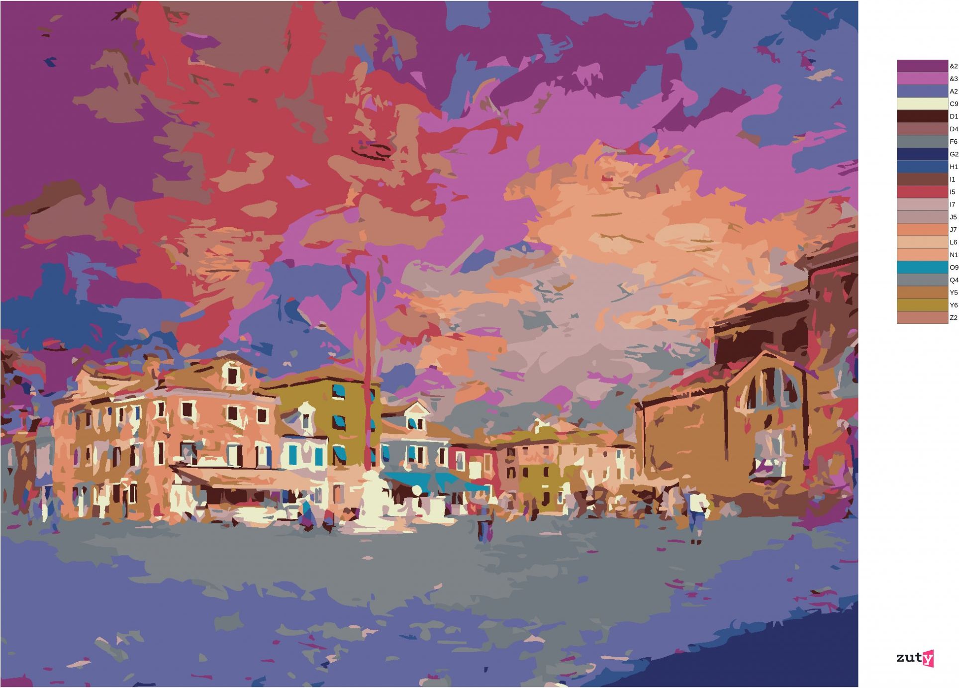 zuty Malování podle čísel - NÁMĚSTÍ NA OSTROVĚ BURANO - Rozměr: 40x50 cm, Rámování: Varianta: vypnuté plátno na rám - obrázek 9