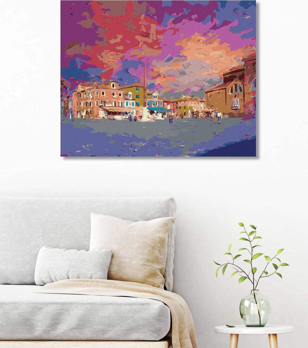 zuty Malování podle čísel - NÁMĚSTÍ NA OSTROVĚ BURANO - Rozměr: 40x50 cm, Rámování: Varianta: vypnuté plátno na rám - obrázek 10