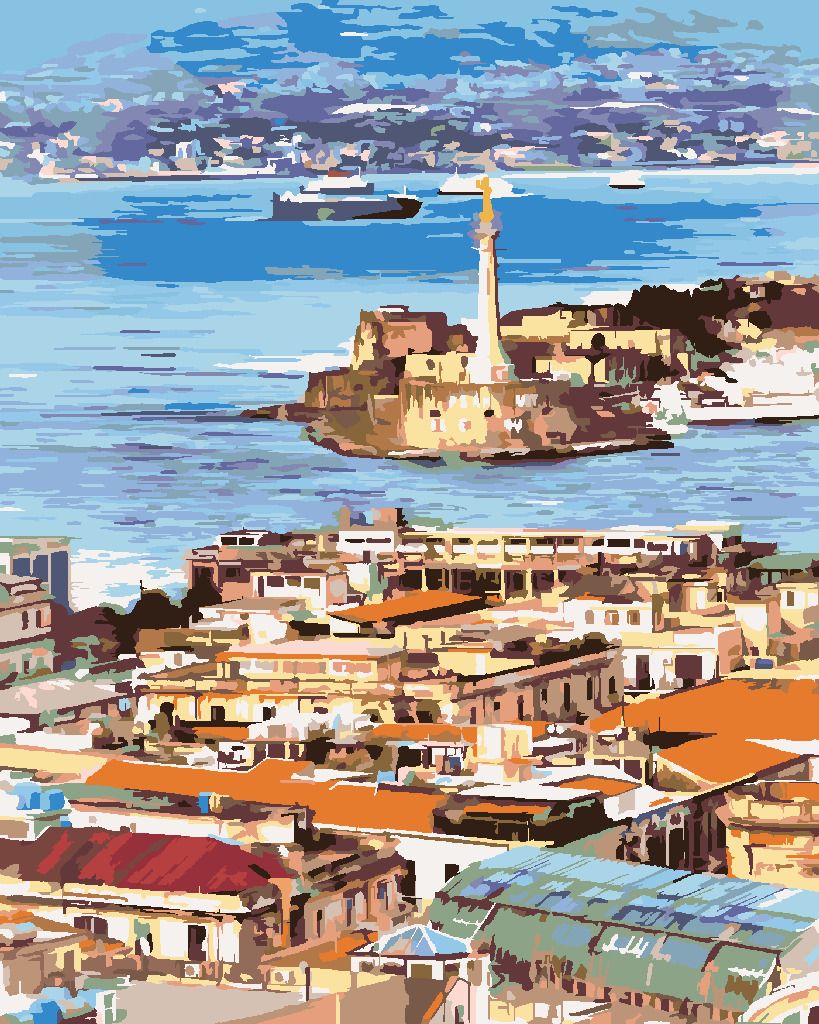 zuty Malování podle čísel - PANORAMA MĚSTA MESSINA - Rozměr: 40x50 cm, Rámování: Varianta: bez rámu a bez vypnutí plátna - obrázek 7