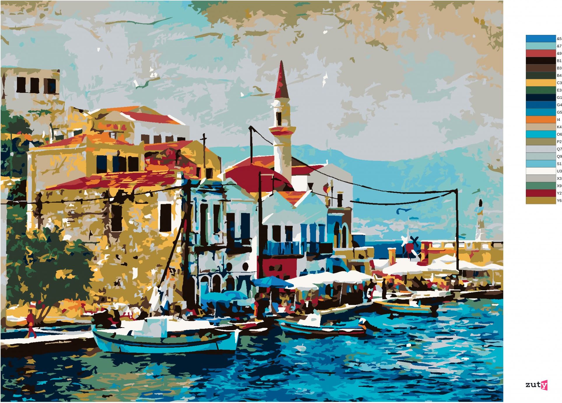 zuty Malování podle čísel - KRÁSNÉ KASTELORIZO BAY V ŘECKU - Rozměr: 40x50 cm, Rámování: Varianta: vypnuté plátno na rám - obrázek 2