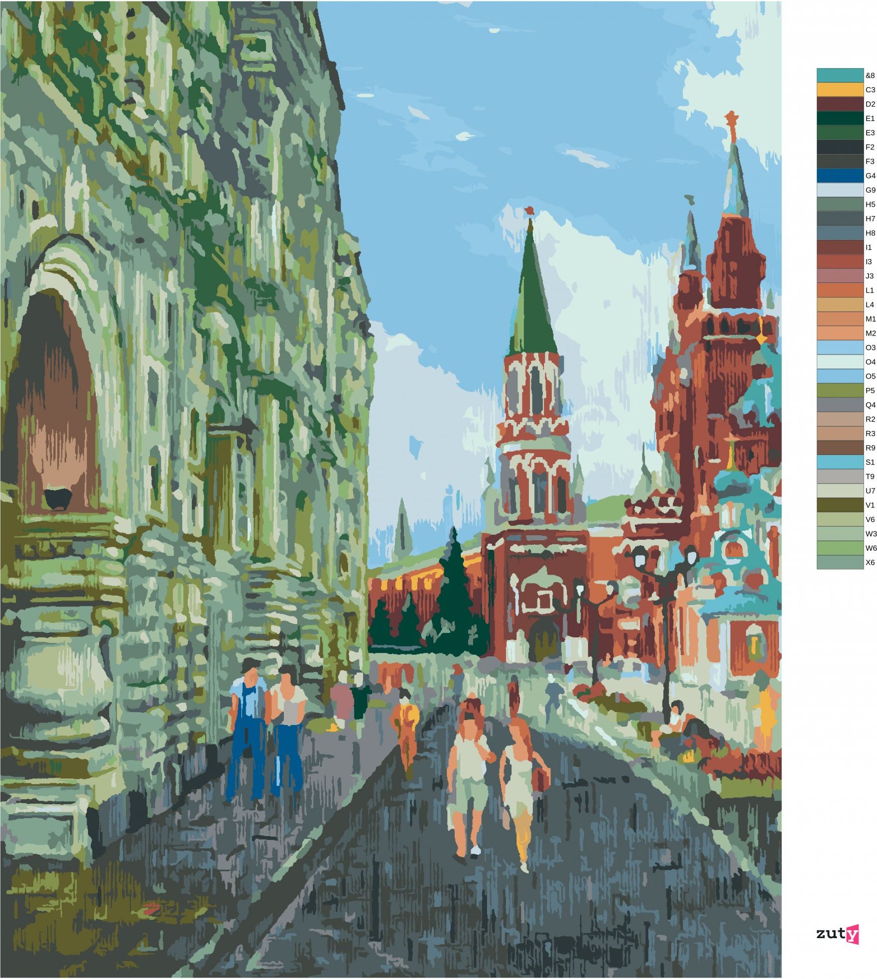 zuty Malování podle čísel - LÉTO V MOSKVĚ - Rozměr: 40x50 cm, Rámování: Varianta: vypnuté plátno na rám - obrázek 2